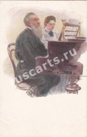 Граф Л.Н. Толстой и А.Л. Толстая за роялем